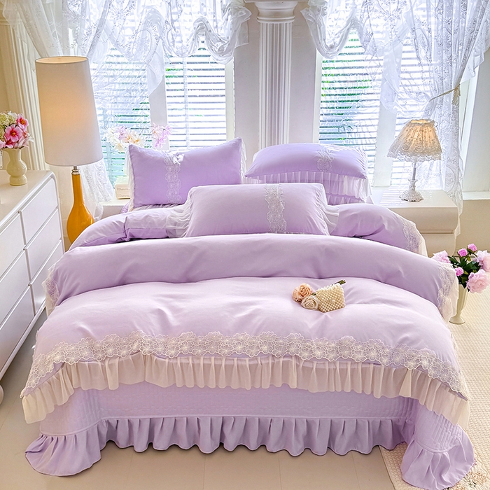 91家纺网 家纺一手货源 找家纺 （总）唐人居 2026新款水洗棉花边床盖四件套-花影系列