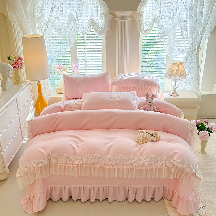 91家纺网 家纺一手货源 找家纺 （总）唐人居 2026新款水洗棉花边床盖四件套-花影系列