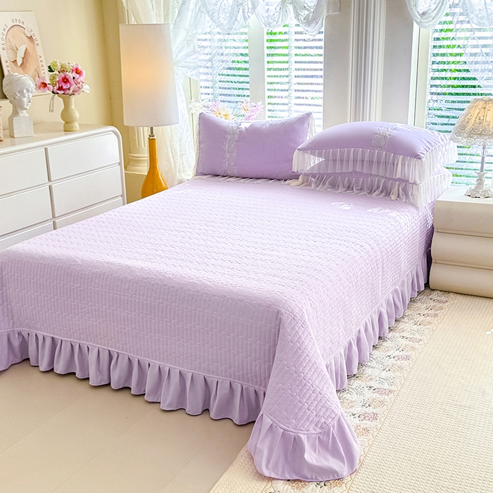 91家纺网 家纺一手货源 找家纺 （总）唐人居 2026新款水洗棉花边床盖四件套-花影系列