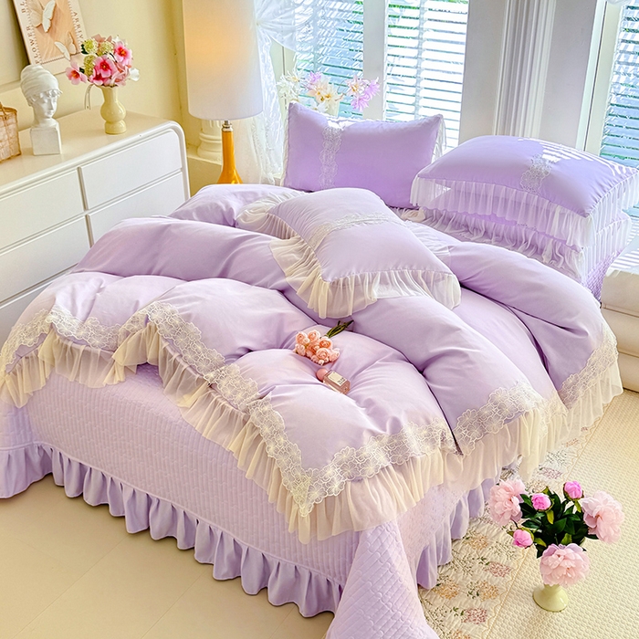 91家纺网 家纺一手货源 找家纺 （总）唐人居 2026新款水洗棉花边床盖四件套-花影系列