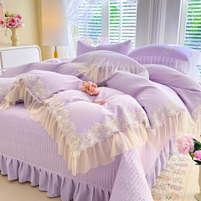 91家纺网 家纺一手货源 找家纺 （总）唐人居 2026新款水洗棉花边床盖四件套-花影系列