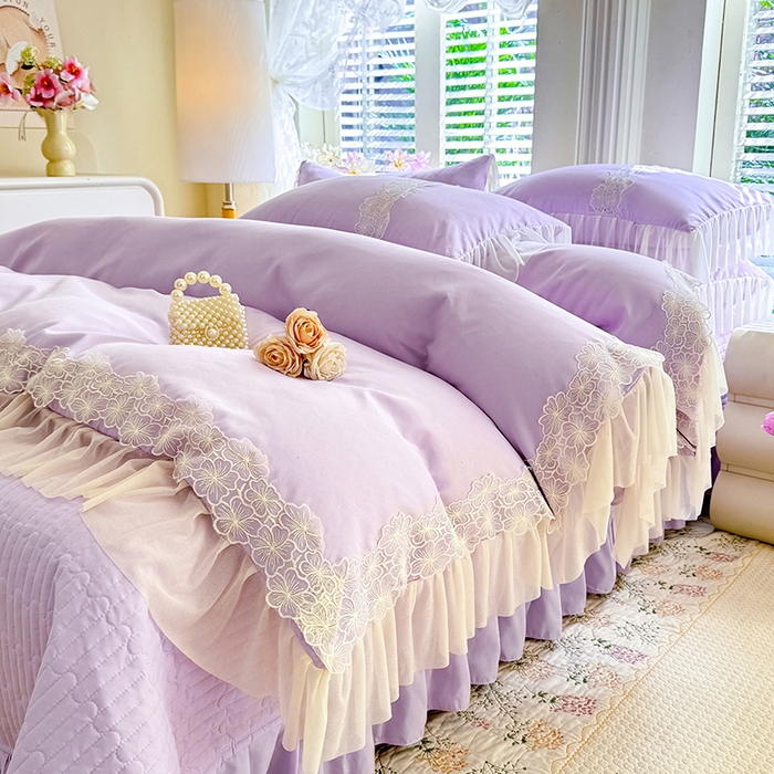 91家纺网 家纺一手货源 找家纺 （总）唐人居 2026新款水洗棉花边床盖四件套-花影系列