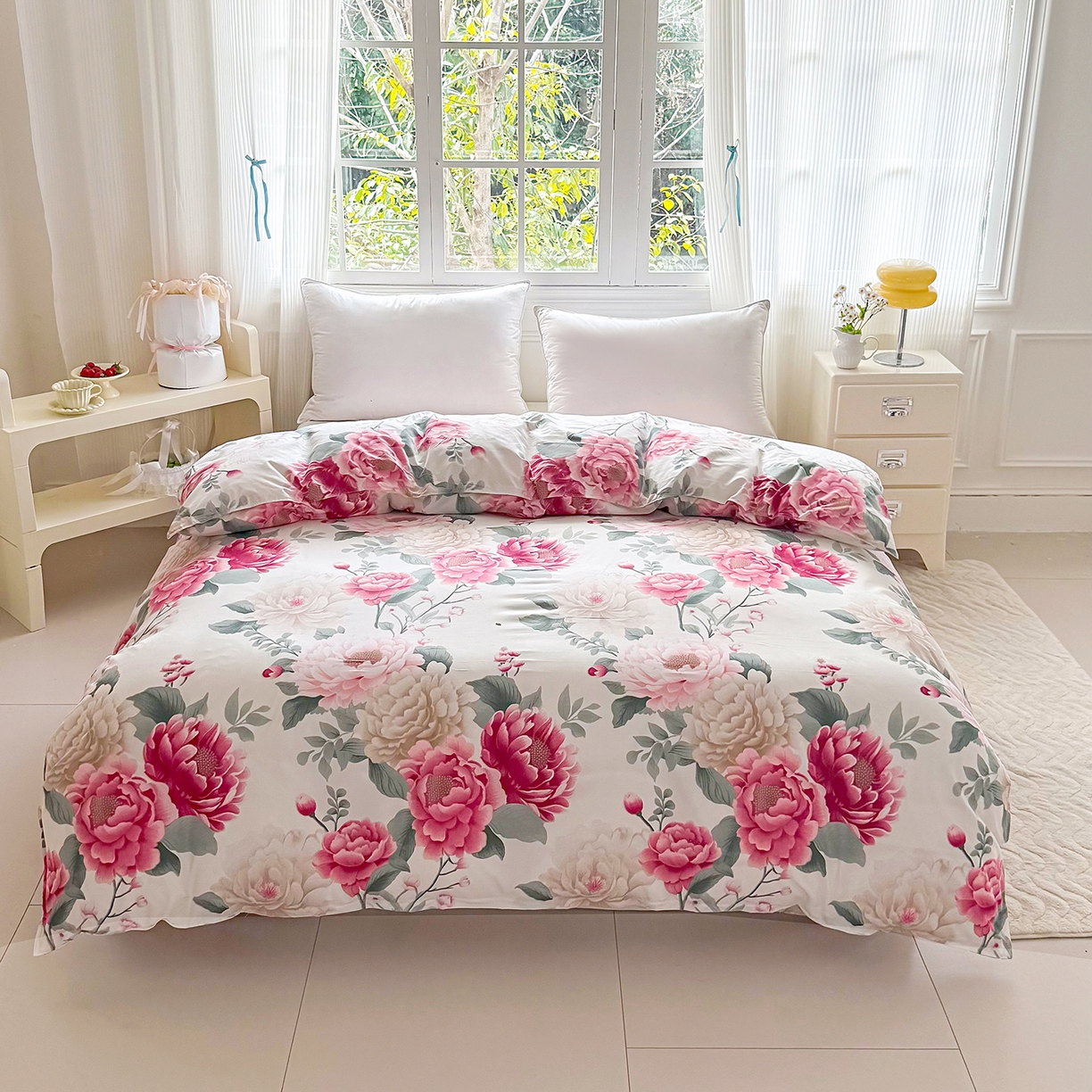 91家纺网 家纺一手货源 找家纺 梵巢家纺 芦荟棉被套，被罩化纤被套 花开富贵