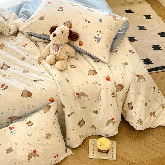 91家纺网 家纺一手货源 找家纺 苏羿家纺 2026春夏新款亲肤水洗棉印花夏被空调被夏凉被被子被芯 萌趣小狗