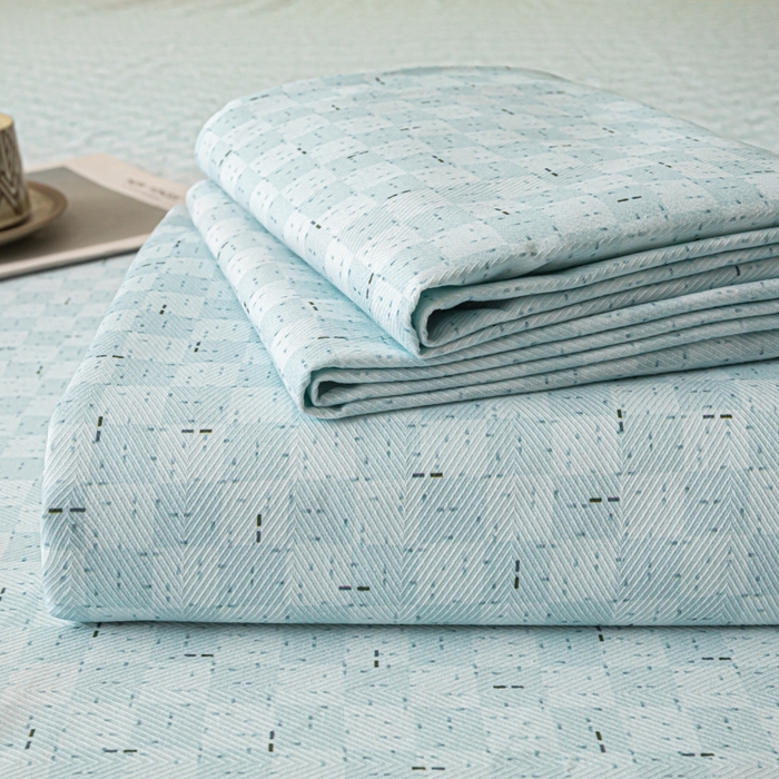 爱彼家纺 2026新款纯棉提花A类新款老粗布夏季凉席单床单床单三件套-提花系列一 全棉提花-浅海冰蓝