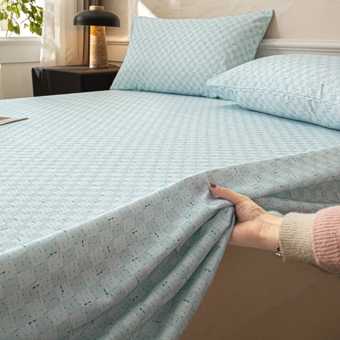 91家纺网 家纺一手货源 找家纺 爱彼家纺 2026新款纯棉提花A类新款老粗布夏季凉席单床单床单三件套-提花系列一 全棉提花-浅海冰蓝