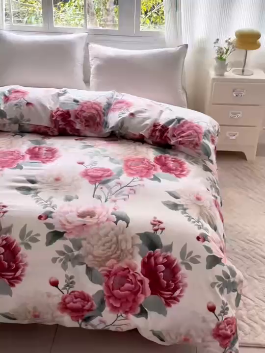 91家纺网 家纺一手货源 找家纺 梵巢家纺 芦荟棉被套，被罩化纤被套 花开富贵