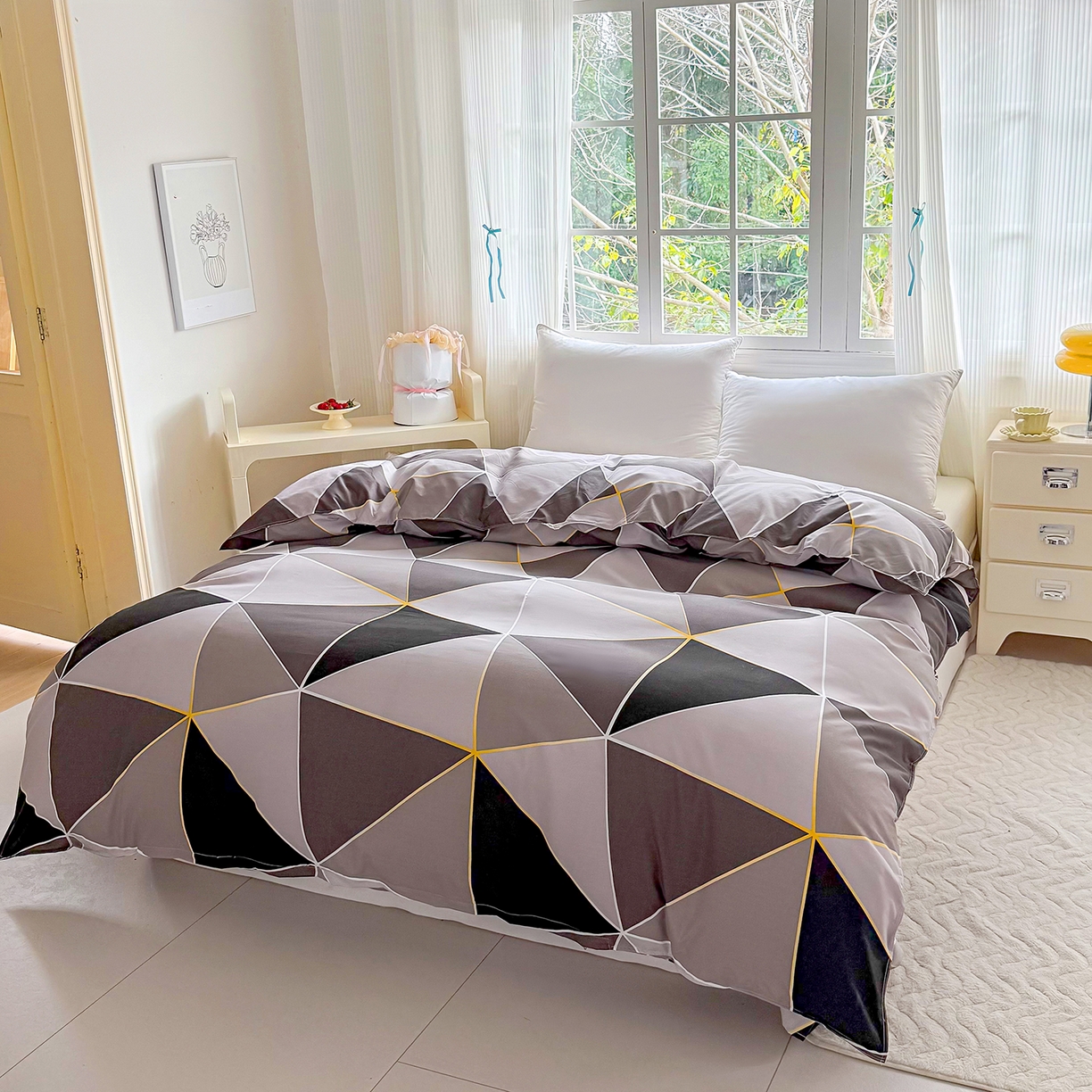 91家纺网 家纺一手货源 找家纺 梵巢家纺 芦荟棉被套，被罩化纤被套 钻石格