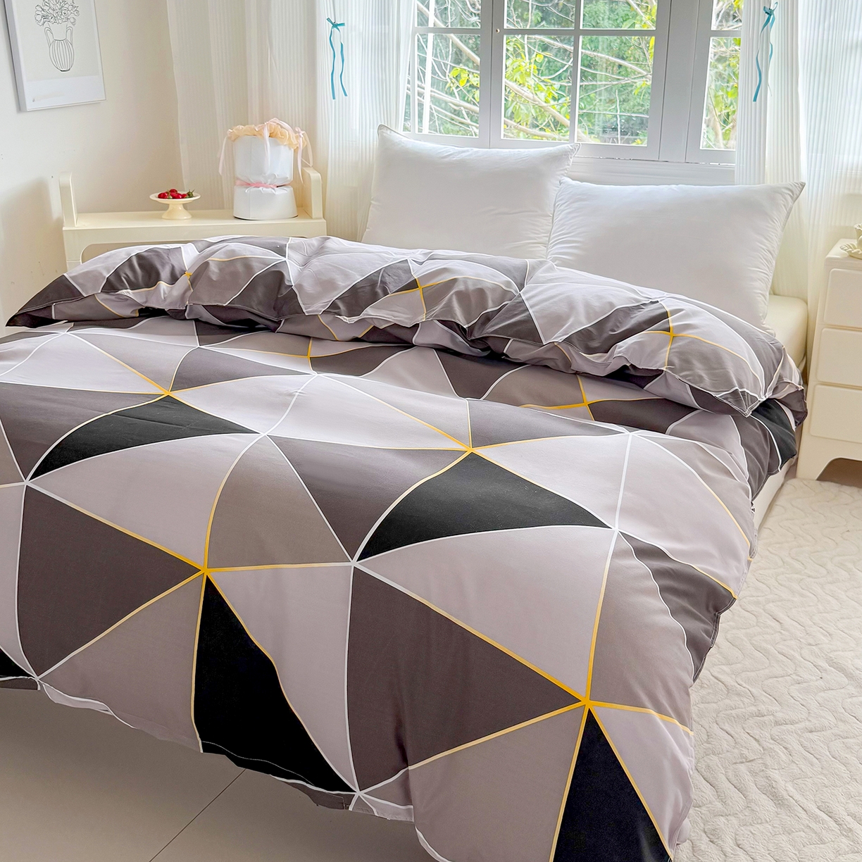 91家纺网 家纺一手货源 找家纺 梵巢家纺 芦荟棉被套，被罩化纤被套 钻石格