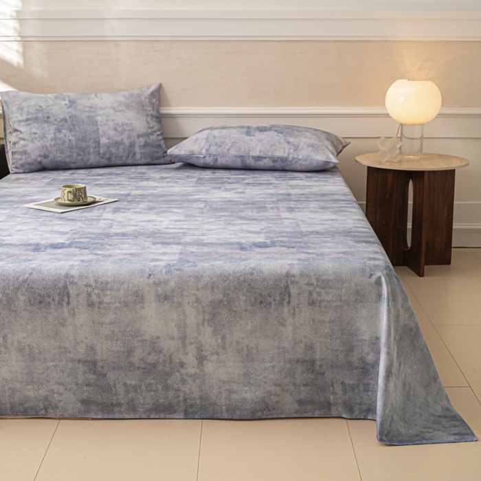 91家纺网 家纺一手货源 找家纺 爱彼家纺 2026新款纯棉提花A类新款老粗布夏季凉席单床单床单三件套-提花系列一 全棉提花-烟蓝石影