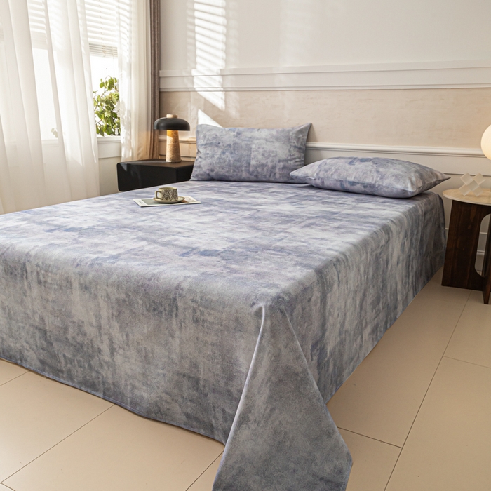 91家纺网 家纺一手货源 找家纺 爱彼家纺 2026新款纯棉提花A类新款老粗布夏季凉席单床单床单三件套-提花系列一 全棉提花-烟蓝石影