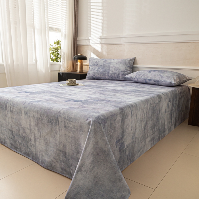 91家纺网 家纺一手货源 找家纺 爱彼家纺 2026新款纯棉提花A类新款老粗布夏季凉席单床单床单三件套-提花系列一 全棉提花-烟蓝石影