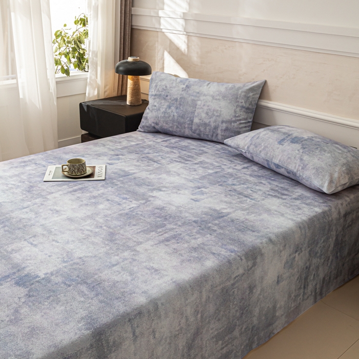 91家纺网 家纺一手货源 找家纺 爱彼家纺 2026新款纯棉提花A类新款老粗布夏季凉席单床单床单三件套-提花系列一 全棉提花-烟蓝石影