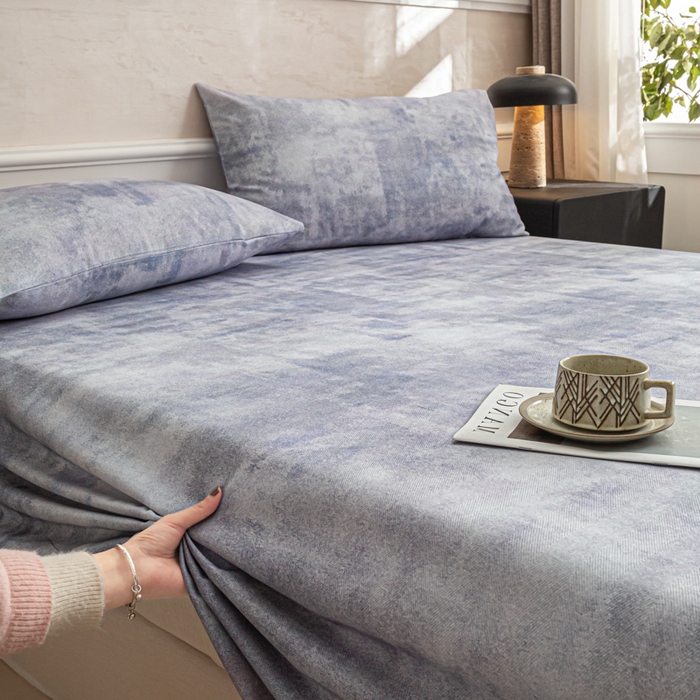 91家纺网 家纺一手货源 找家纺 爱彼家纺 2026新款纯棉提花A类新款老粗布夏季凉席单床单床单三件套-提花系列一 全棉提花-烟蓝石影