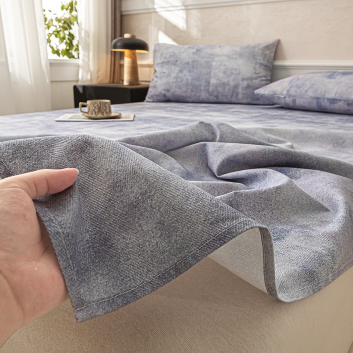91家纺网 家纺一手货源 找家纺 爱彼家纺 2026新款纯棉提花A类新款老粗布夏季凉席单床单床单三件套-提花系列一 全棉提花-烟蓝石影
