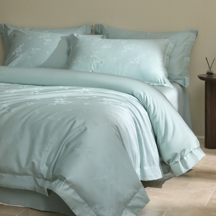 91家纺网 家纺一手货源 找家纺 欧乐蒂 2026新款亲肤棉提花四件套竹影系列 竹影-翠兰