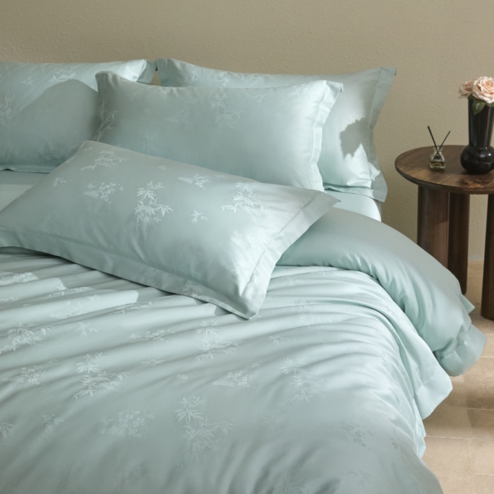 91家纺网 家纺一手货源 找家纺 欧乐蒂 2026新款亲肤棉提花四件套竹影系列 竹影-翠兰