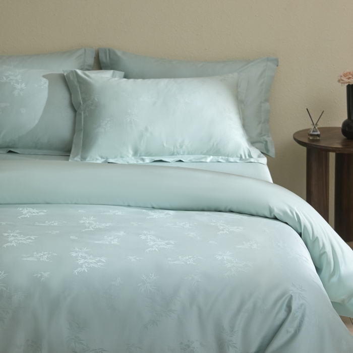 91家纺网 家纺一手货源 找家纺 欧乐蒂 2026新款亲肤棉提花四件套竹影系列 竹影-翠兰