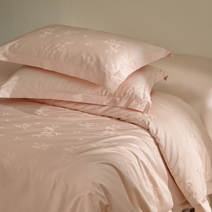 91家纺网 家纺一手货源 找家纺 欧乐蒂 2026新款亲肤棉提花四件套竹影系列 竹影-粉玉