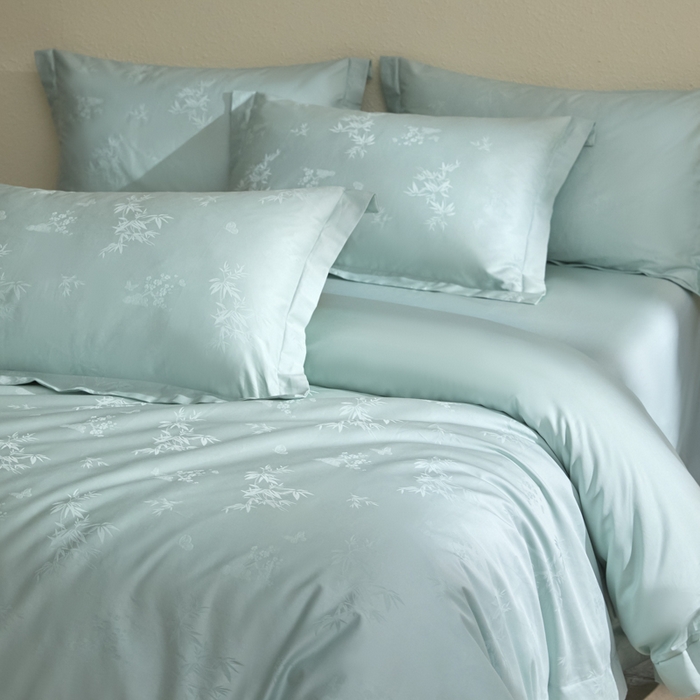 91家纺网 家纺一手货源 找家纺 欧乐蒂 2026新款亲肤棉提花四件套竹影系列 竹影-翠兰