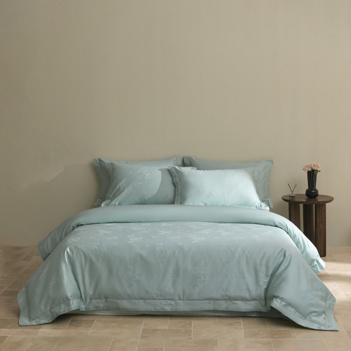 91家纺网 家纺一手货源 找家纺 欧乐蒂 2026新款亲肤棉提花四件套竹影系列 竹影-翠兰