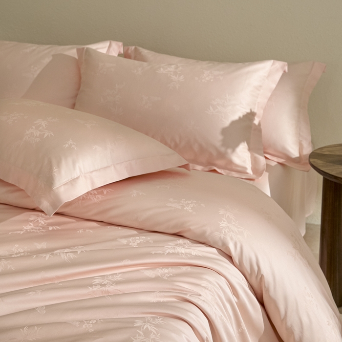 91家纺网 家纺一手货源 找家纺 欧乐蒂 2026新款亲肤棉提花四件套竹影系列 竹影-粉玉