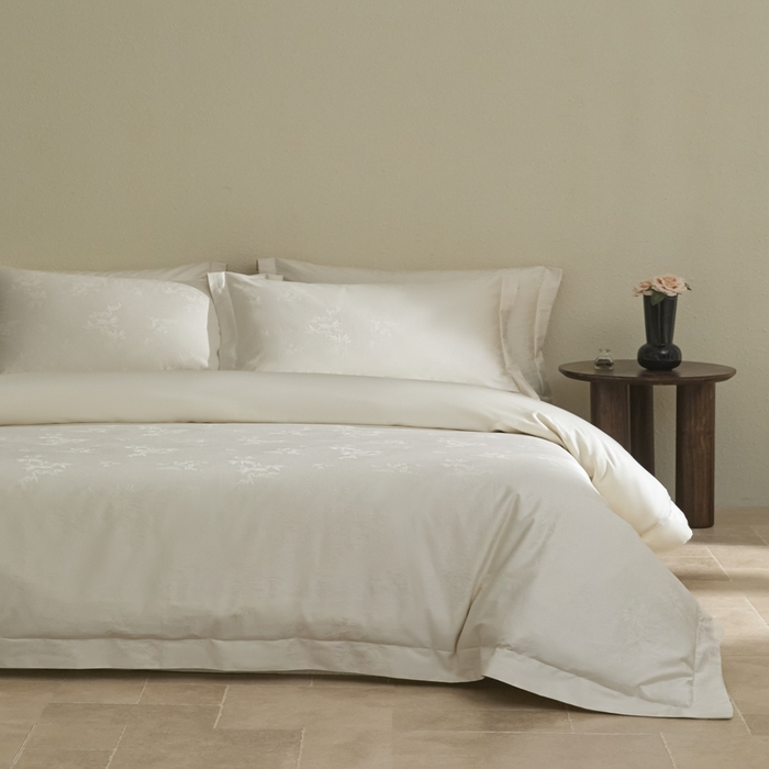 91家纺网 家纺一手货源 找家纺 欧乐蒂 2026新款亲肤棉提花四件套竹影系列 竹影-白昔