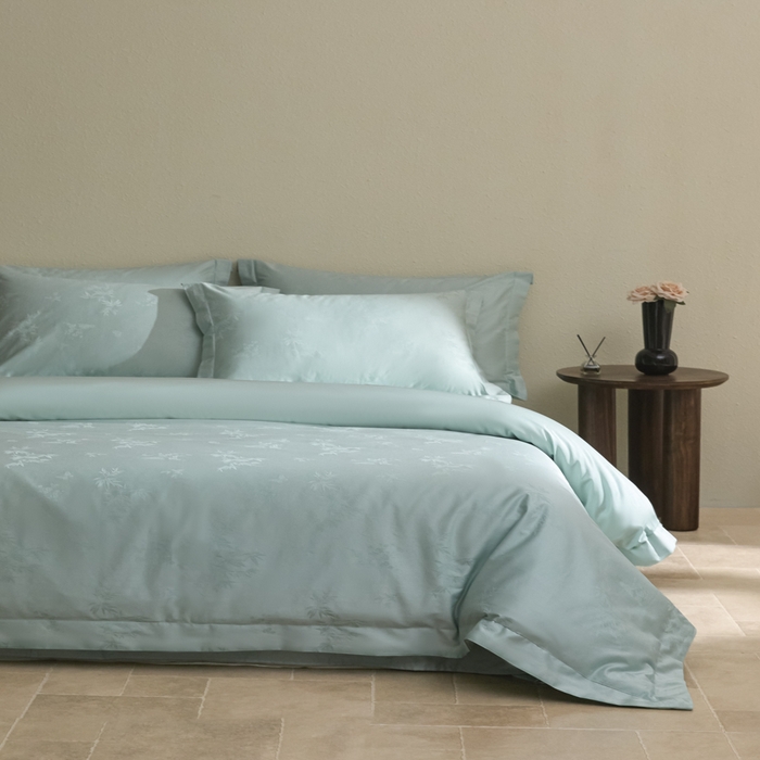 91家纺网 家纺一手货源 找家纺 欧乐蒂 2026新款亲肤棉提花四件套竹影系列 竹影-翠兰