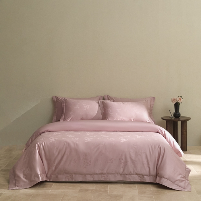 91家纺网 家纺一手货源 找家纺 欧乐蒂 2026新款亲肤棉提花四件套竹影系列 竹影-胭脂