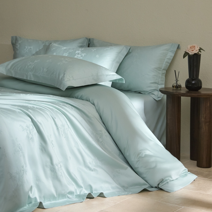 91家纺网 家纺一手货源 找家纺 欧乐蒂 2026新款亲肤棉提花四件套竹影系列 竹影-翠兰