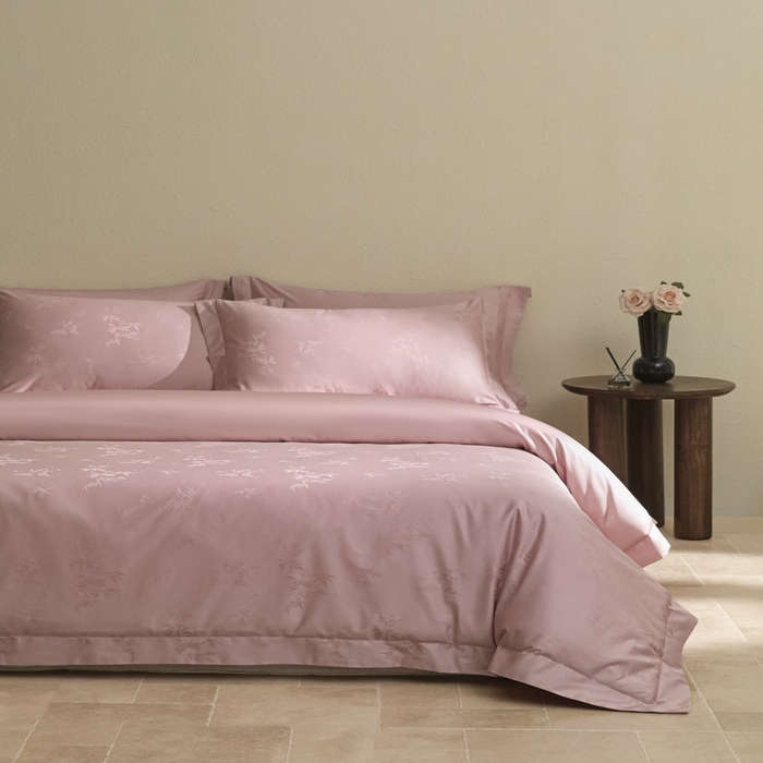 91家纺网 家纺一手货源 找家纺 欧乐蒂 2026新款亲肤棉提花四件套竹影系列 竹影-胭脂