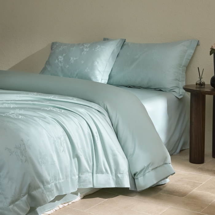 91家纺网 家纺一手货源 找家纺 欧乐蒂 2026新款亲肤棉提花四件套竹影系列 竹影-翠兰