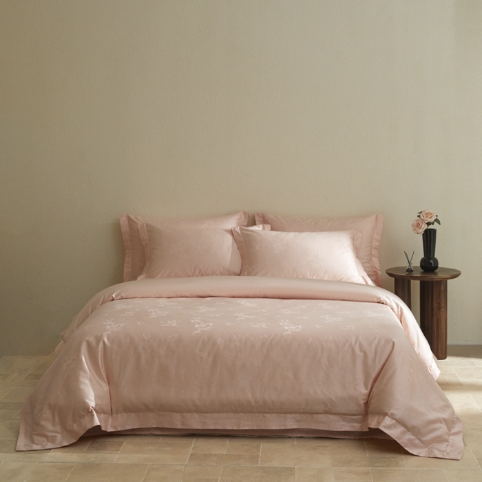 91家纺网 家纺一手货源 找家纺 欧乐蒂 2026新款亲肤棉提花四件套竹影系列 竹影-粉玉