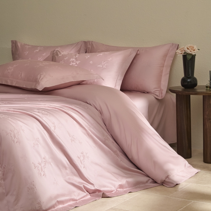 91家纺网 家纺一手货源 找家纺 欧乐蒂 2026新款亲肤棉提花四件套竹影系列 竹影-胭脂