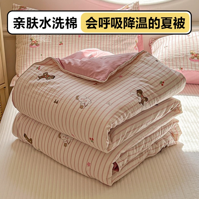 苏羿家纺 2026春夏新款亲肤水洗棉印花夏被空调被夏凉被被子被芯 童年木马