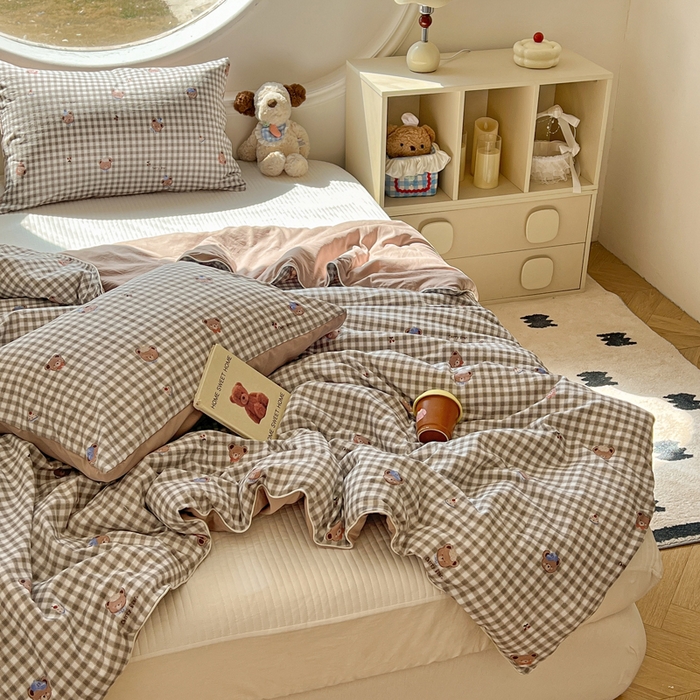 91家纺网 家纺一手货源 找家纺 苏羿家纺 2026春夏新款亲肤水洗棉印花夏被空调被夏凉被被子被芯 樱桃小熊