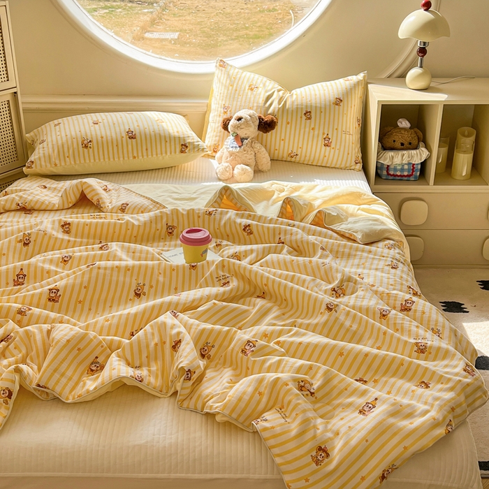 91家纺网 家纺一手货源 找家纺 苏羿家纺 2026春夏新款亲肤水洗棉印花夏被空调被夏凉被被子被芯 芝士星星仔