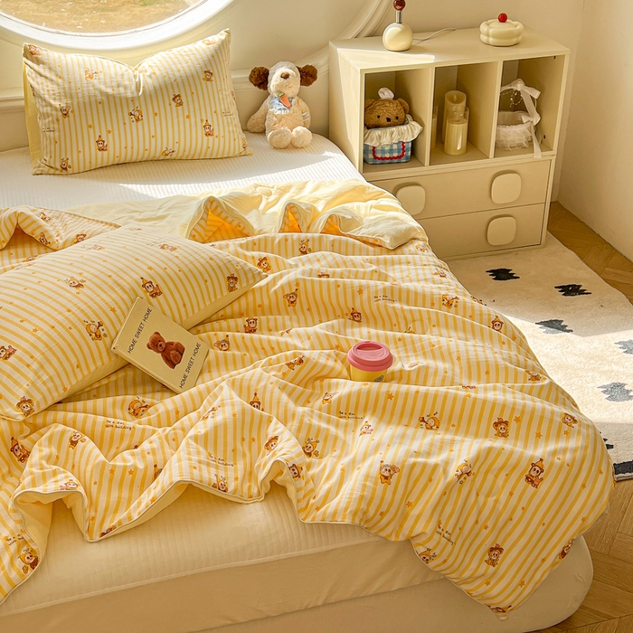 91家纺网 家纺一手货源 找家纺 苏羿家纺 2026春夏新款亲肤水洗棉印花夏被空调被夏凉被被子被芯 芝士星星仔