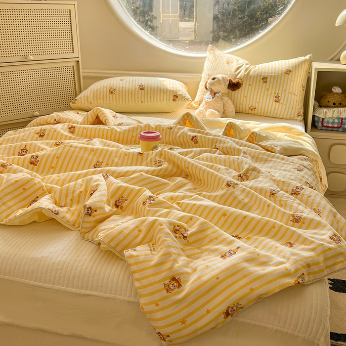 91家纺网 家纺一手货源 找家纺 苏羿家纺 2026春夏新款亲肤水洗棉印花夏被空调被夏凉被被子被芯 芝士星星仔