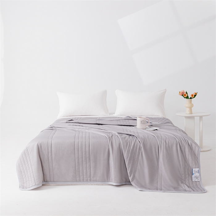 世爵家纺 2026新款凉感丝冰淇淋夏被纯色印花空调被直播跨境外贸爆款 灰色