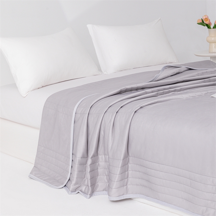 91家纺网 家纺一手货源 找家纺 世爵家纺 2026新款凉感丝冰淇淋夏被纯色印花空调被直播跨境外贸爆款 灰色