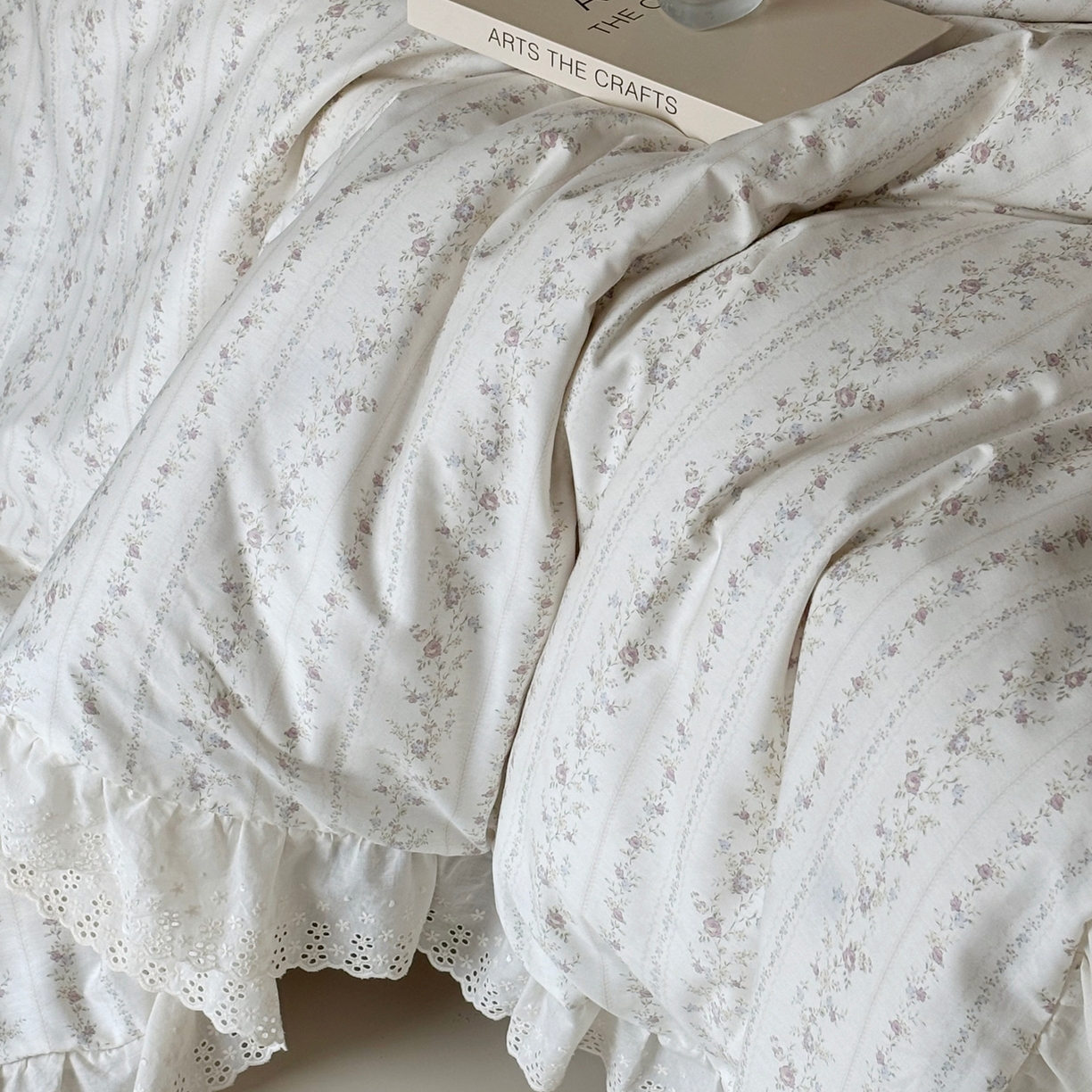 91家纺网 家纺一手货源 找家纺 （总）满座家居 2026新款法式纯棉花边全棉床盖四件套小碎花田园风四件套