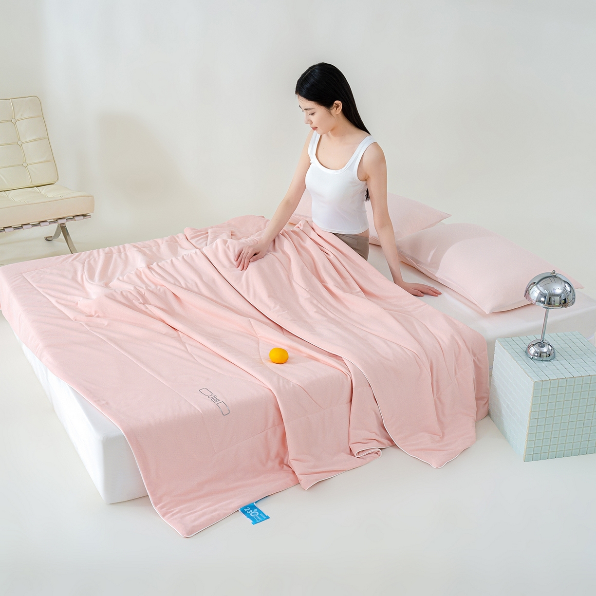 91家纺网 家纺一手货源 找家纺 芯恋家居 2026新款A类提花高端素色凉感丝小冰被夏被夏凉被空调被 冰梅粉