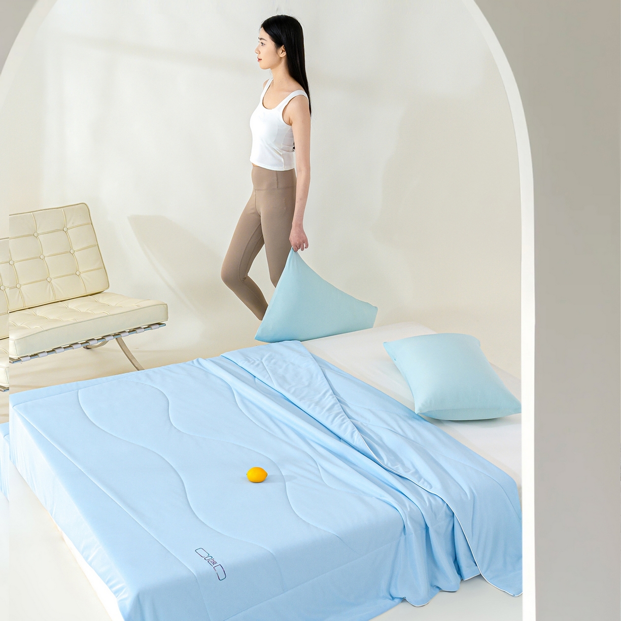 91家纺网 家纺一手货源 找家纺 芯恋家居 2026新款A类提花高端素色凉感丝小冰被夏被夏凉被空调被 冰川蓝