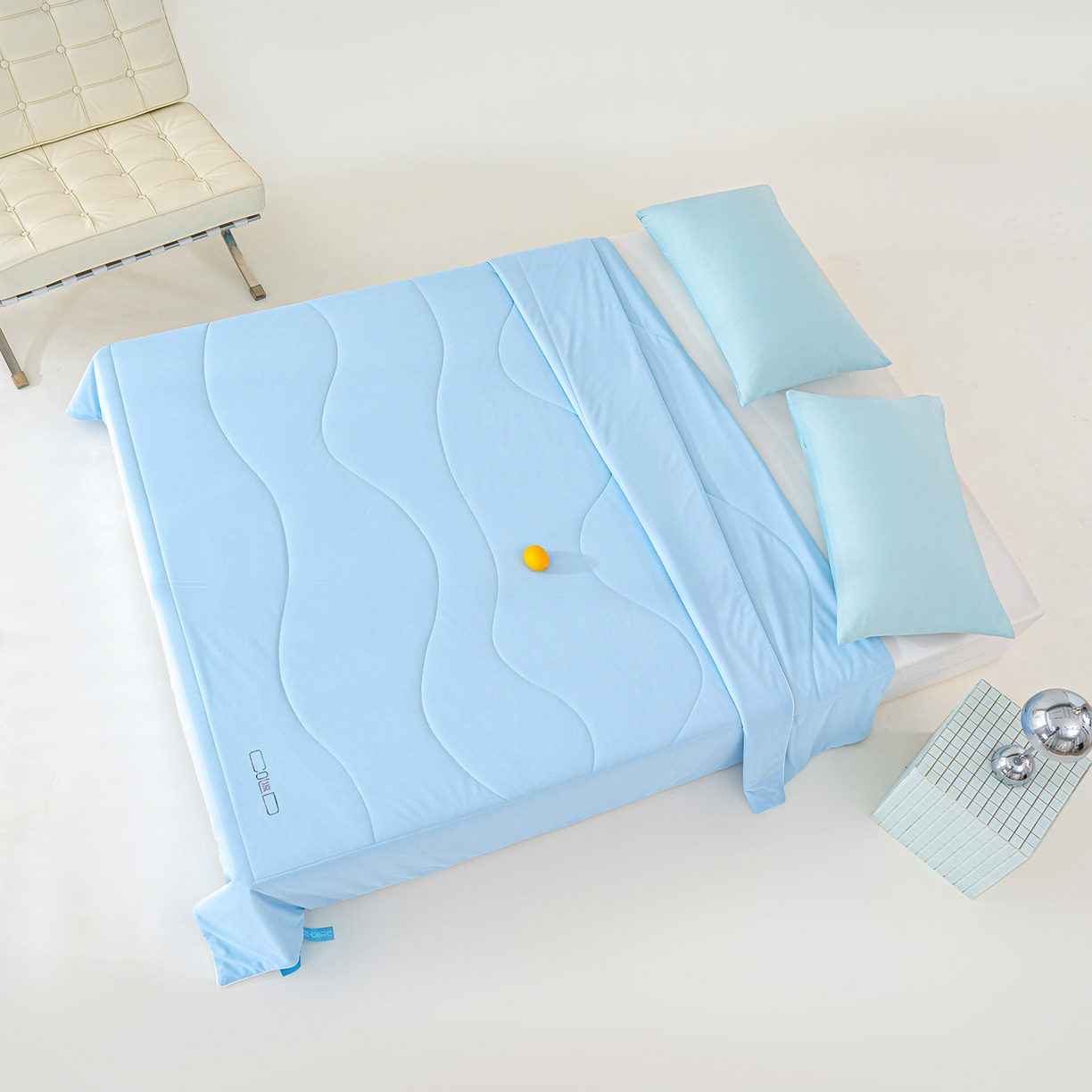 91家纺网 家纺一手货源 找家纺 芯恋家居 2026新款A类提花高端素色凉感丝小冰被夏被夏凉被空调被 冰川蓝