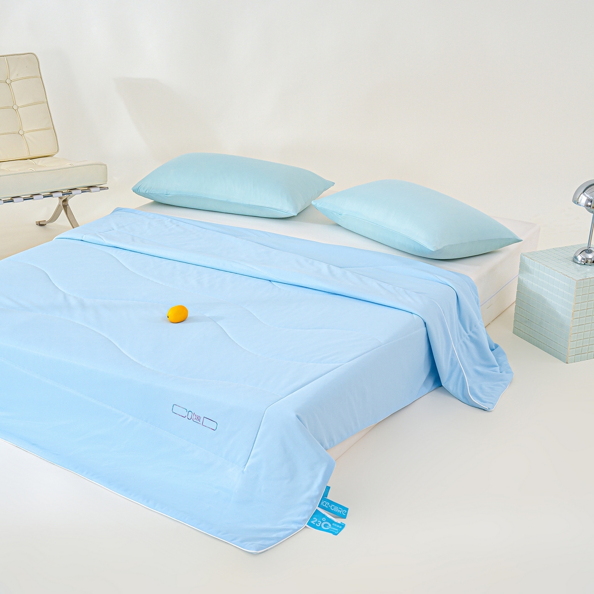 91家纺网 家纺一手货源 找家纺 芯恋家居 2026新款A类提花高端素色凉感丝小冰被夏被夏凉被空调被 冰川蓝