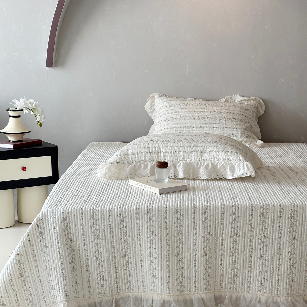 91家纺网 家纺一手货源 找家纺 （总）满座家居 2026新款法式纯棉花边全棉床盖四件套小碎花田园风四件套