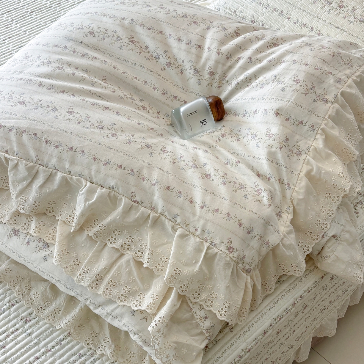 91家纺网 家纺一手货源 找家纺 （总）满座家居 2026新款法式纯棉花边全棉床盖四件套小碎花田园风四件套