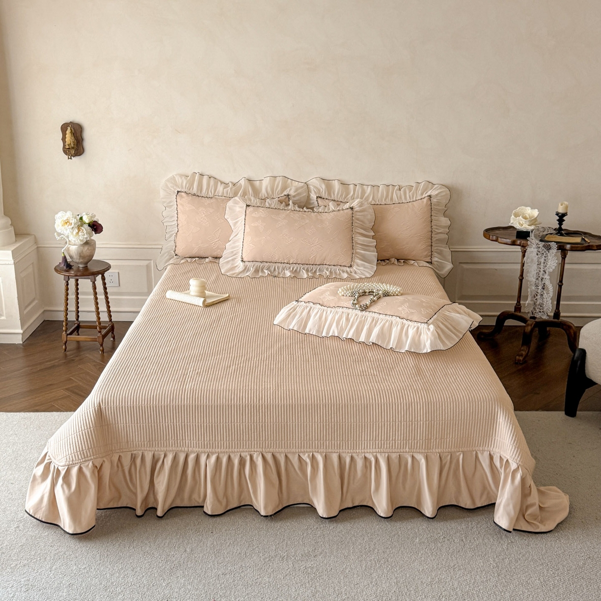 91家纺网 家纺一手货源 找家纺 （总）迪梦姿家纺 2026春夏新款梦蝶真丝提花床盖四件套