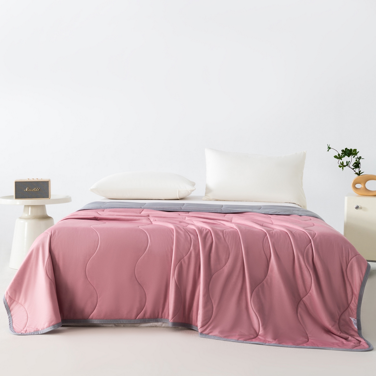 91家纺网 家纺一手货源 找家纺 畅销被业 2026新款凉感丝夏凉被夏被-大波浪 波浪格-豆沙